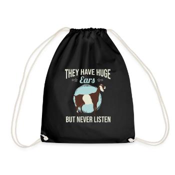 Nubian Goats: Big Ears, Selective Hearing - Drawstring Bag - black - Front