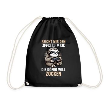 Hands me the controller, the queen wants to play - Drawstring Bag - black - Front