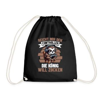 Hands me the controller, the queen wants to play - Drawstring Bag - black - Front