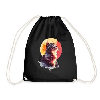 Cat Cats Kitten Sunset - Drawstring Bag - black - Front