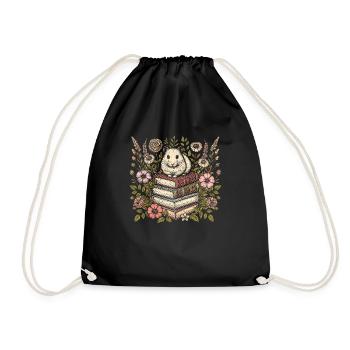 Hamster Gold Hamster Flower Book Reader - Drawstring Bag - black - Front