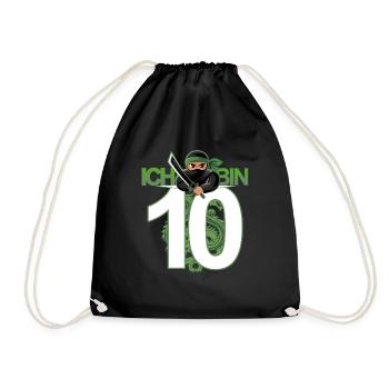 10. Geburtstag Ninja Kostüm 10 Jahre alt Junge - Turnbeutel - Schwarz - Vorne