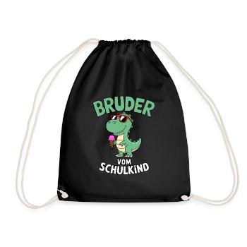Cooler Dinosaurier Bruder von Schulkind 2025 - Turnbeutel - Schwarz - Vorne