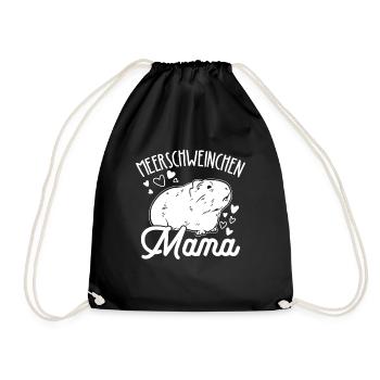 Meerschweinchen Mama Haustier Muttertag Mama Famil - Turnbeutel - Schwarz - Vorne