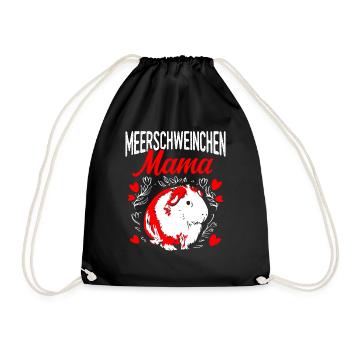Meerschweinchen Mama Haustier Muttertag Mama Famil - Turnbeutel - Schwarz - Vorne
