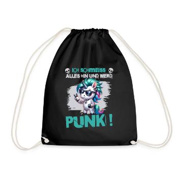I don't care - Schmeiss alles hin werd Punk Punkrock - Drawstring Bag - black - Front