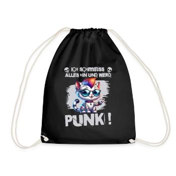 I don't care - Schmeiss alles hin werd Punk Punkrock - Drawstring Bag - black - Front