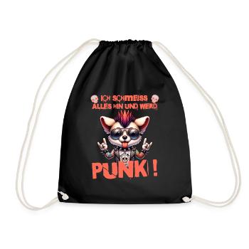 I don't care - Schmeiss alles hin werd Punk Punkrock - Drawstring Bag - black - Front