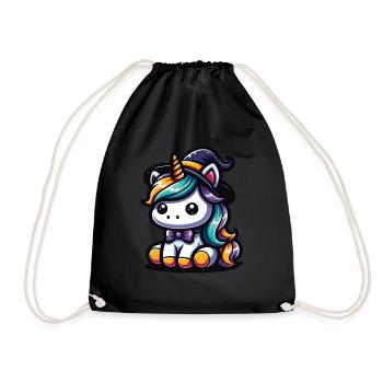 Halloween Einhorn Halloween Kürbis - Turnbeutel - Schwarz - Vorne