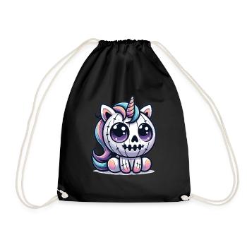 Halloween Einhorn Halloween Kürbis - Turnbeutel - Schwarz - Vorne