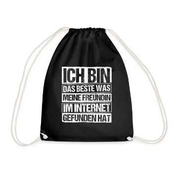 Internet Date Dating Fun Girlfriend Relationship Couple P - Drawstring Bag - black - Front