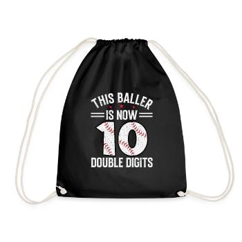 Two-Digit Birthday Decorations Boy 10 - Drawstring Bag - black - Front