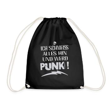 I don't care - Schmeiss alles hin werd Punk Punkrock - Drawstring Bag - black - Front