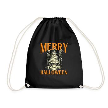 Frohes Halloween - Gruselige Hexe Skelett Ghul - Turnbeutel - Schwarz - Vorne