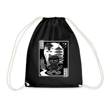 Ninja Cat - Drawstring Bag - black - Front