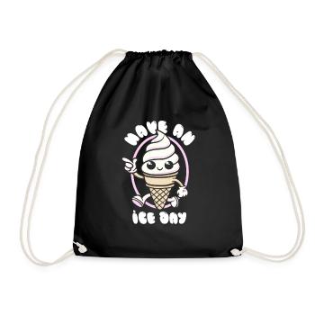 Have an day softeis kawaii - Drawstring Bag - black - Front