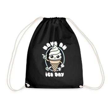 Have an Ice day softeis kawaii - Drawstring Bag - black - Front