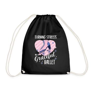 Roller Skating Skate Streets Graceful Ballet Gifts - Drawstring Bag - black - Front