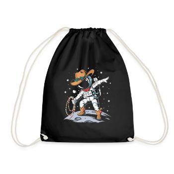 Astronaut mit Weihnachtsmütze und Deko im Weltall - Turnbeutel - Schwarz - Vorne