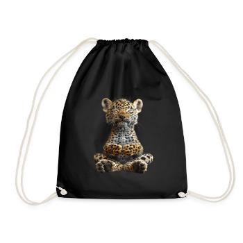 Leopard - Turnbeutel - Schwarz - Vorne