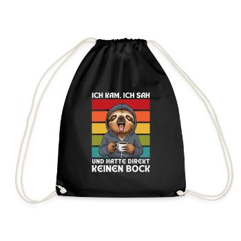 Funny Tshirt Funny Humor Sarcasm Lazy Fun - Drawstring Bag - black - Front