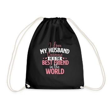 I Love My Husband - Best Friend Wedding Love - Drawstring Bag - black - Front