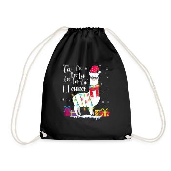 Fa La La Llama Christmas Xmas Alpaca Alpacca Funny - Drawstring Bag - black - Front