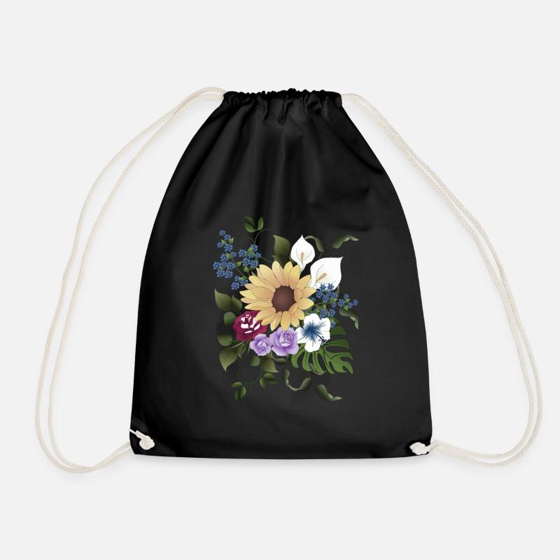 Blossom Arrangement - Drawstring Bag - black