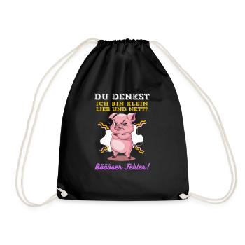Pig Tshirt Funny Funny Humor Women Cute - Drawstring Bag - black - Front