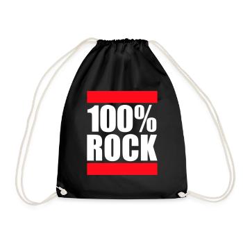 100 % Prozent Rock Heavy Metal Musik Text Logo Fun - Turnbeutel - Schwarz - Vorne