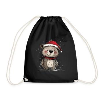 Ours en peluche avec chapeau de Père Noël - Sac de sport léger - noir - Devant