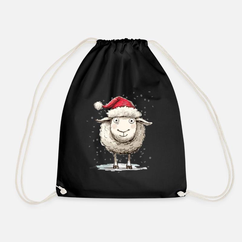 Weihnachts- Schaf - Turnbeutel - Schwarz