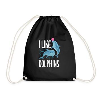 I like dolphins for dolphin lovers - Drawstring Bag - black - Front