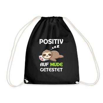 Lazy Tshirt Funny Funny Humor Sarcasm Tired - Drawstring Bag - black - Front