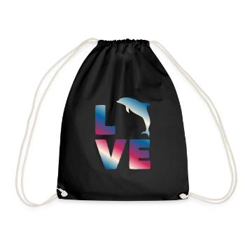 Liebe Delfin Ozean Fans Buntes Motiv - Turnbeutel - Schwarz - Vorne