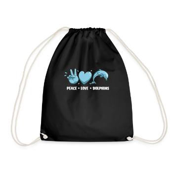Peacefulness Dear Dolphins - Drawstring Bag - black - Front