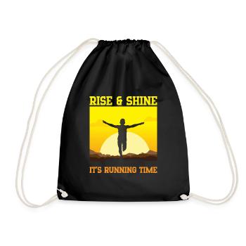Running Rise & Shine Marathon Runner Gift - Drawstring Bag - black - Front