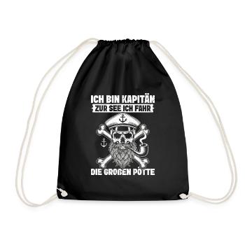 Papitän Funny Pun Capitaine Papa Ancre - Sac de sport léger - noir - Devant