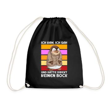 Funny Gift Penguin Funny Humor Lazy Fun - Drawstring Bag - black - Front