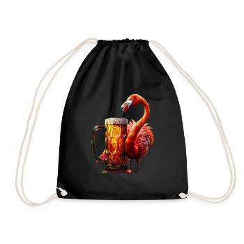 Flamingo - Drawstring Bag - black - Front