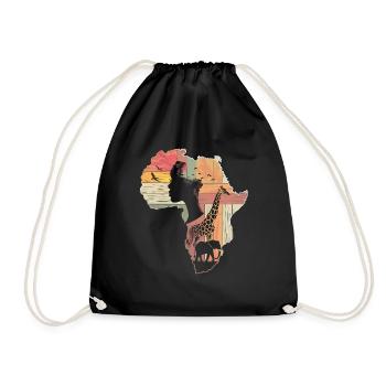Africa is calling African Map Continent - Drawstring Bag - black - Front