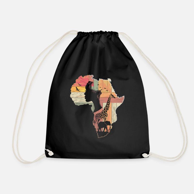 Africa is calling African Map Continent - Turnbeutel - Schwarz
