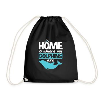 Home Is Where My Dolphins Are - Drawstring Bag - black - Front
