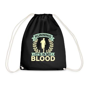 Running It´s In My Blood Marathon Runner Gift - Turnbeutel - Schwarz - Vorne