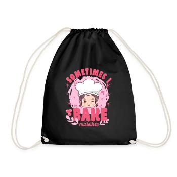 Cake Baker Sometimes Bake Mistakes Cupcake - Drawstring Bag - black - Front