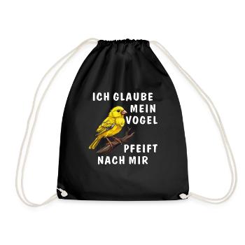 ICH GLAUBE MEIN VOGEL PFEIFT NACH MIR - Turnbeutel - Schwarz - Vorne