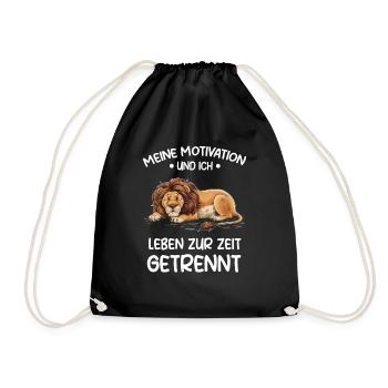 Lazy Tshirt Work Lion Funny Sarcasm Office - Drawstring Bag - black - Front