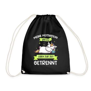 Lazy Tshirt Work Unicorn Funny Sarcasm Office - Drawstring Bag - black - Front