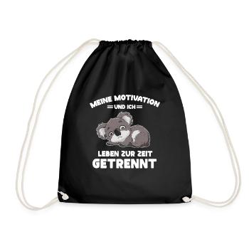 Lazy Tshirt Work Koala Funny Sarcasm Office - Drawstring Bag - black - Front
