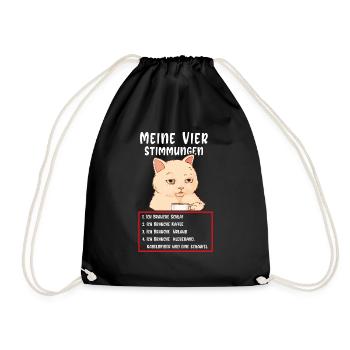 Lazy Tshirt Work Cat Funny Sarcasm Office - Drawstring Bag - black - Front
